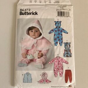 Butterick B6372 Pattern YAS NB S M L XL bunting cape vest pants